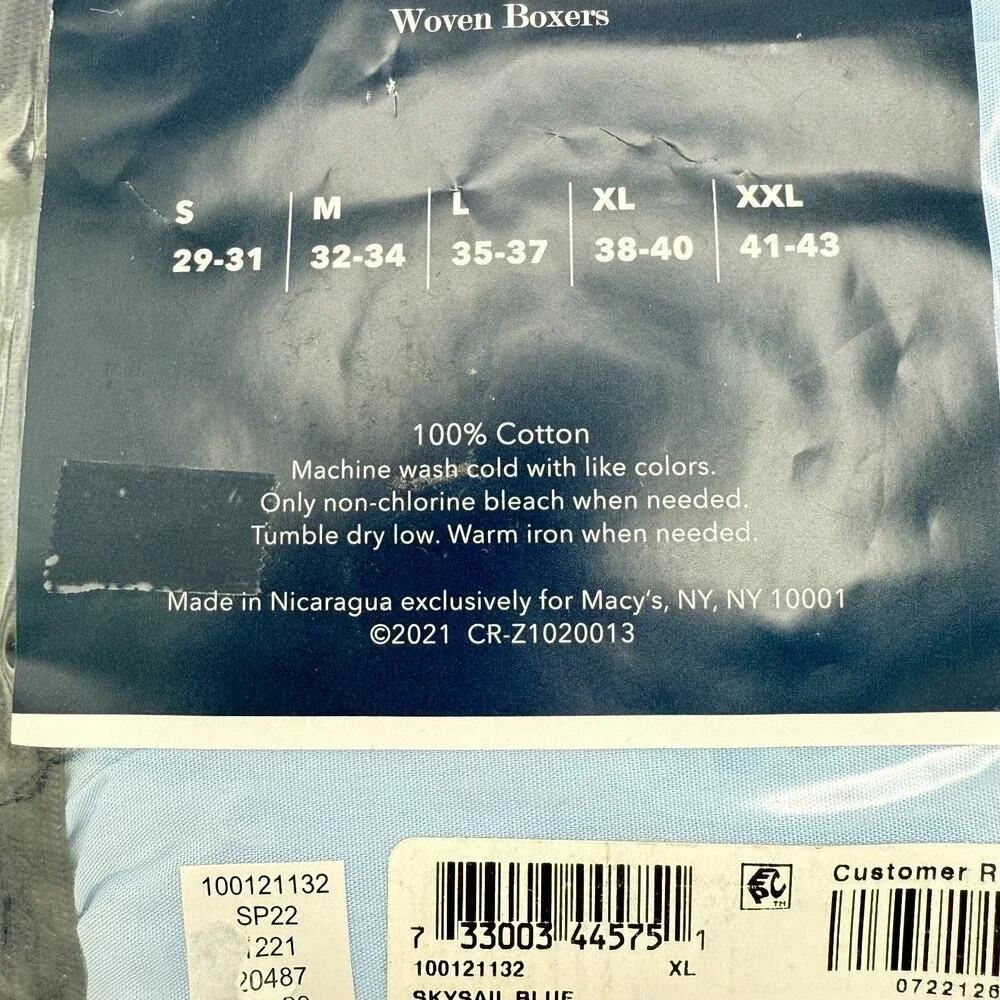 Club‎ Room Men's Woven Boxers 4-Pack XL Sky Sail Blue 100% Cotton NWT